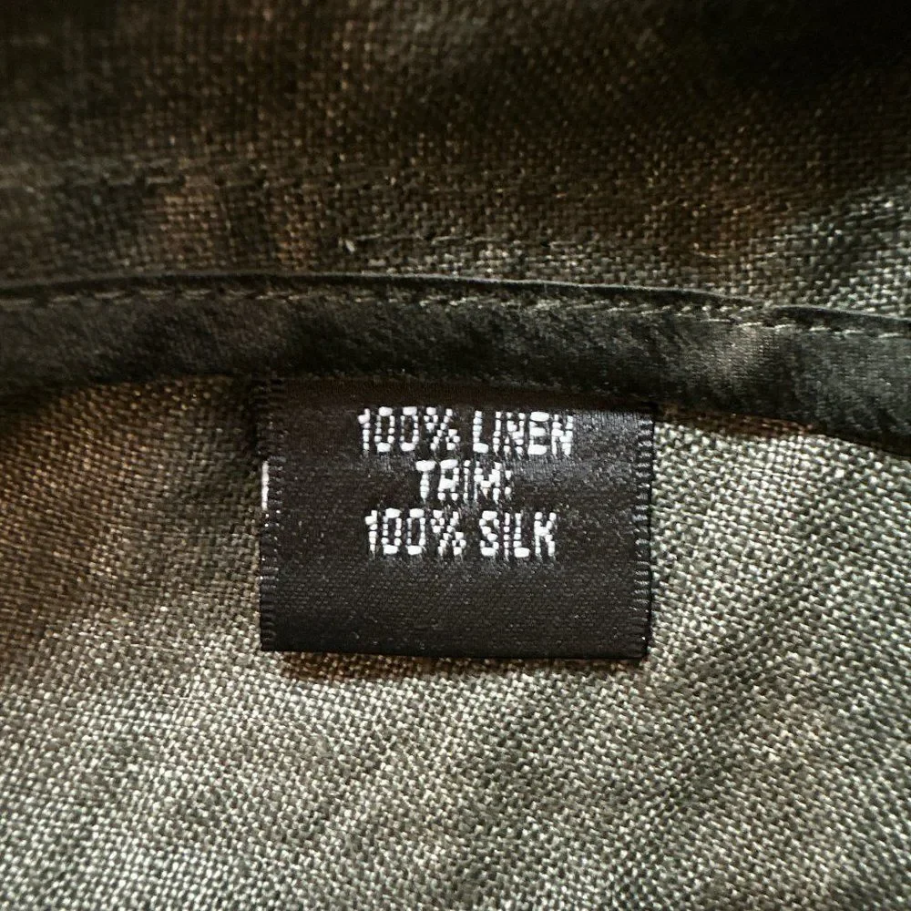 Ellen Tracy Linen Silk Jacket Green Size 6 Lagenlook Minimalist Boho Coastal